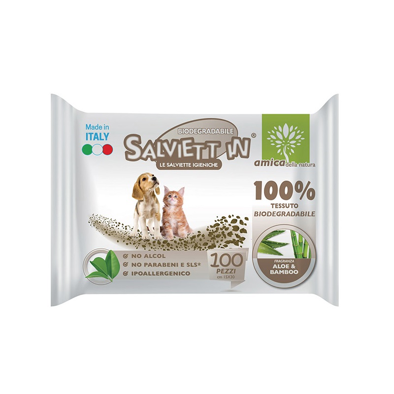 Salviettine Per Cani Salviett In Aloe e Bamboo 100pz - PetStopItaly